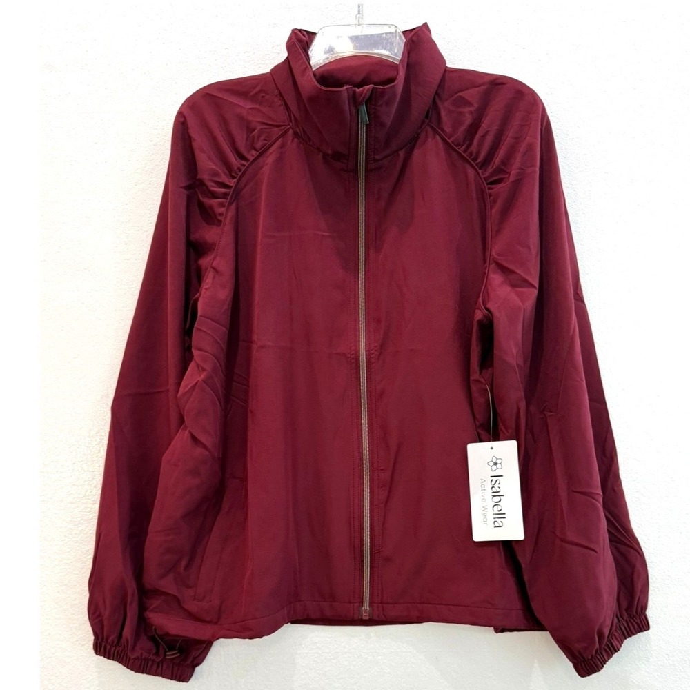 NWT Isabella‎ Active Wear Size 1X Stretch Track Jacket Burgundy